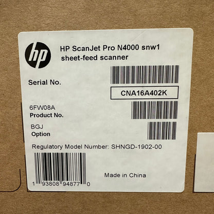 New HP ScanJet Pro N4000 SNW1 High-Speed Document Scanner 6FW08A